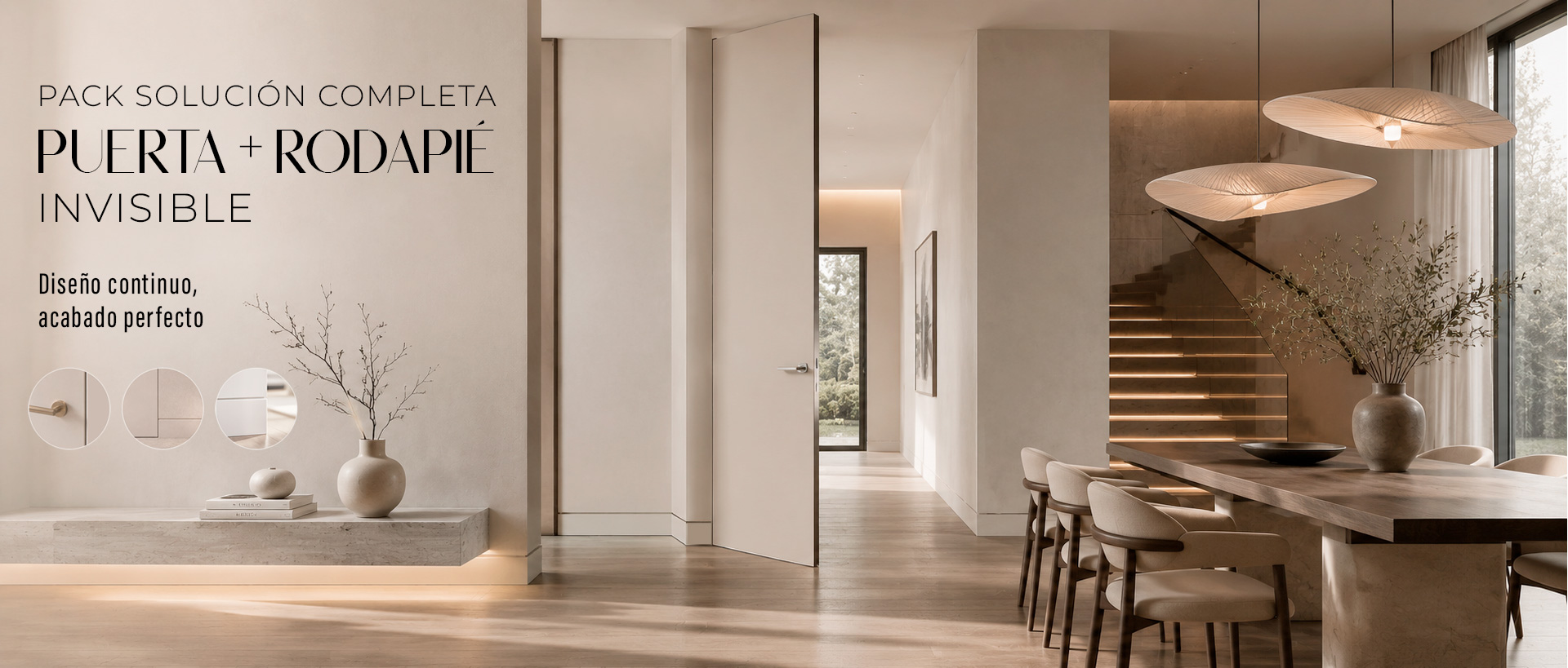 pack puertas invisibles + rodapie solucion